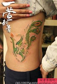 beautiful girl waist color totem phoenix tattoo pattern