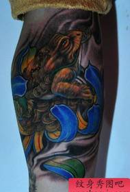 sacred animal tattoo pattern: leg color lucky god animal gold tattoo pattern