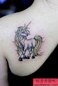 girl's shoulder popular popular unicorn tattoo pattern