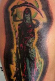 Grim žetev in zeleni luni barvni vzorec tatoo