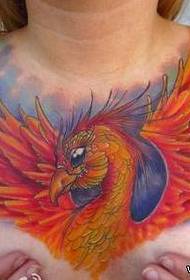 modello di tatuaggio fenice di colore freddo petto di bellezza