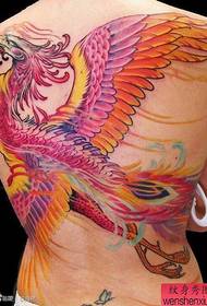 dievčenské späť krásne krásne farebné fénixové tetovanie