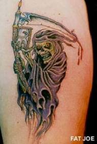 motif de tatouage horloge de mort de couleur de jambe et de sable