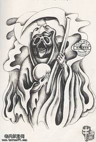 чорно-білі рукописні твори татуювання «Людина смерті» ділиться відомим музеєм татуювань