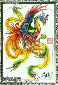 Kínai stílusú gyönyörű főnix kézirat tetoválás minta