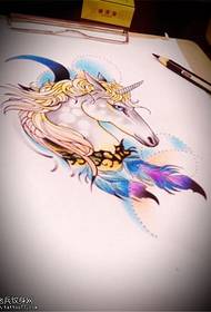 Färg Unicorn Feather Tattoo Manuscript Picture