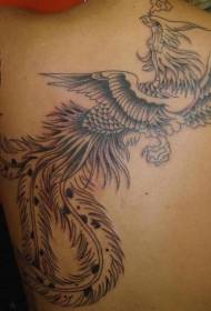 Back Black Simple Dream Phoenix Tattoo Pattern