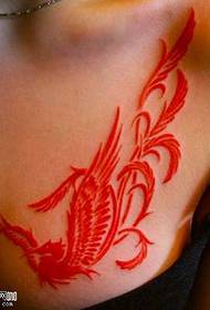 borst rood phoenix tattoo patroon