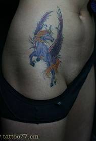 Unicorn Tattoo Muster: Schéinheets Bauch Faarf Unicorn Tattoo Muster