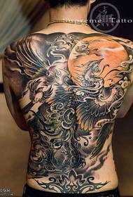 volledig zwart zwart phoenix tattoo-patroon