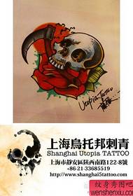 un pequeño manuscrito popular de tatuajes de calaveras y rosas