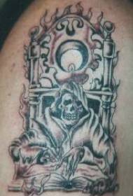 Doodskedel dood swart tatoeëringspatroon