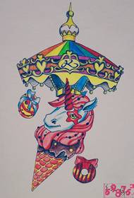आइस क्रीम यिनकोर्न टैटू पाण्डुलिपि तस्वीर