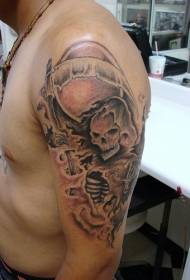 Death and Full Moon Tattoo Pattern