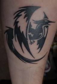 corak tatu totem phoenix hitam