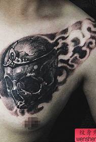 rinnassa super komea viileä mustavalkoinen tatuointikuvio 150985 - siisti klassinen tatuointikuvio