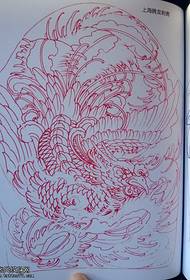 bozza della linea del modello del tatuaggio di Phoenix