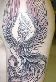 Phoenix Black Grey Arm Uwekaji Tattoo