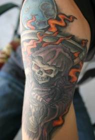 Pola Tato Warna Death and Full Moon Flame