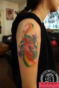 дівчина рука красива популярна модель татуювання єдиноріг 150050 - круті плечі прохолодно класичний чорно-білий єдиноріг татуювання візерунок