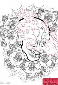 en smukt smuk kranium ull og rose tatoveringsmanuskript