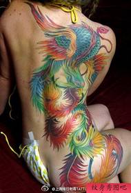 Pola tato phoenix warna punggung perempuan