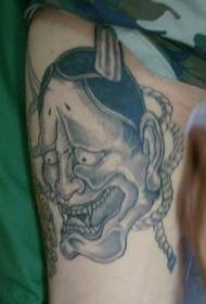 Aasian paholaisen pää musta harmaa tatuointikuvio