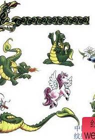 Unicorn tattoo pattern: a cute pop dinosaur unicorn Tattoo pattern