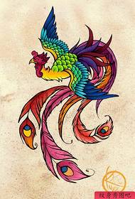 manuskrip warna tato phoenix populer yang indah