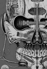 muziek schedel tattoo patroon