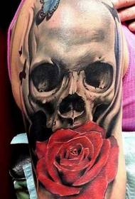 patrón de tatuaje de calavera rosa