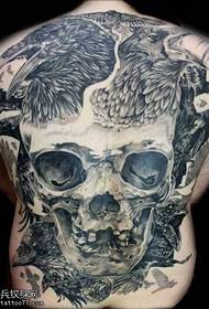full back very cute crow tattoo pattern