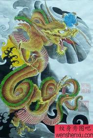 super smukt farve halvlangt sjal dragon tatoveringsmønster