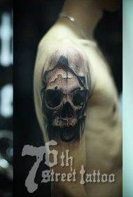 ръка готин популярен черно-бял череп татуировка модел