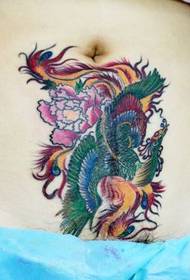 girl belly scar cover Phoenix tattoo pattern