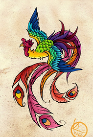 trend mode vacker färg Phoenix tatuering manuskript mönster bild
