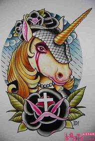 Dealbh làmh-sgrìobhainn tatù Unicorn