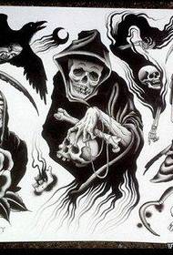 un conxunto moi popular de tatuaje de morte en branco e negro