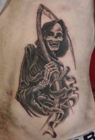 Scythe ва марги паҳлӯии сиёҳ паҳлӯи рахи Tattoo