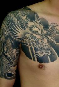 patrón de tatuaje de dragón chal: un clásico patrón de tatuaje de dragón de media chal