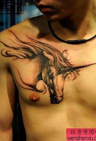 the handsome unicorn tattoo pattern of the chest
