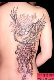 Tattoo 520 Gallery: Back Phoenix Chrysanthemum Tattoo Pattern Picture