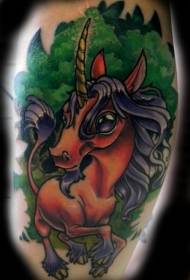 modèle de tatouage de bébé licorne couleur fantaisie dessin animé