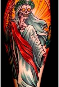 o deus da morte e coroa de louros no padrão de tatuagem mortalha