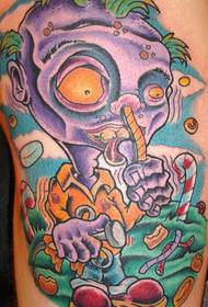 Motif de tatouage garçon zombie de couleur