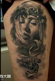 Leg Angel Woman Tattoo Pattern