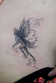 girl chest elf wings tattoo pattern