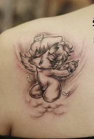 κορίτσι ώμους χαριτωμένο μικρό άγγελο μοτίβο τατουάζ κυρίαρχο