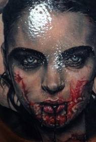 axlar realistiska blodiga kvinnliga vampyr tatuering mönster