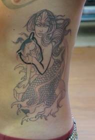tatuaxe de cintura de liña e tatuaxe de cuncha mariña